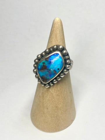 In the Sky Blue Queensland Boulder Opal Silver Ring