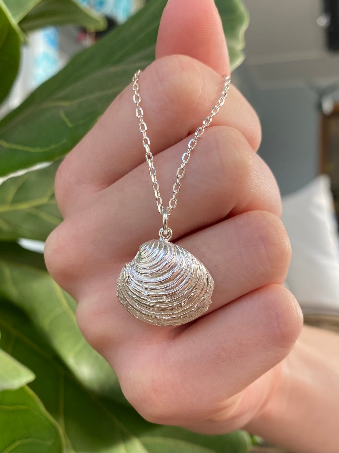 Coastal Silver Shell Pendant Extra Large