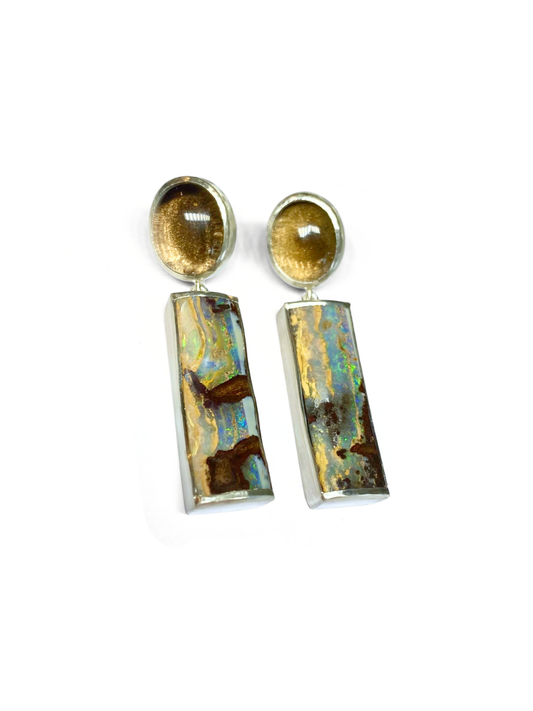 Mirage Opal and Tourmaline Earrings