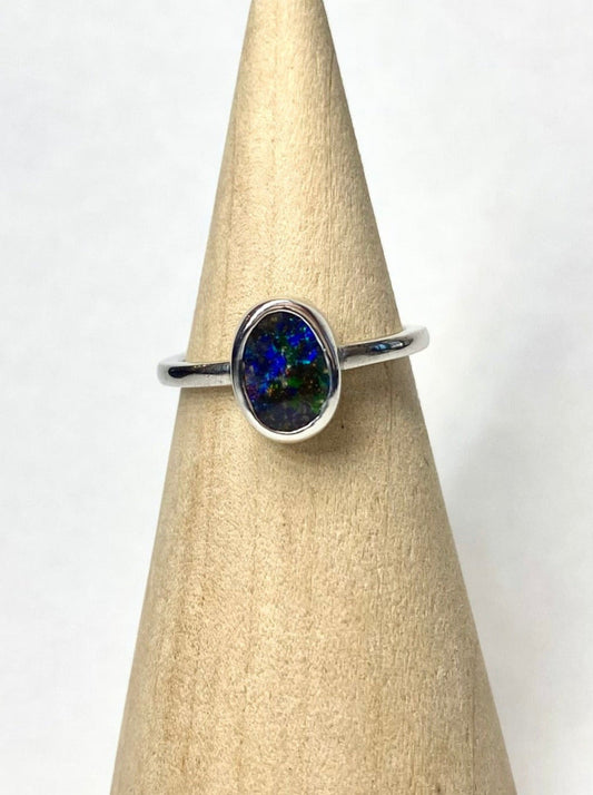 Moon Dust Blue Opal Ring