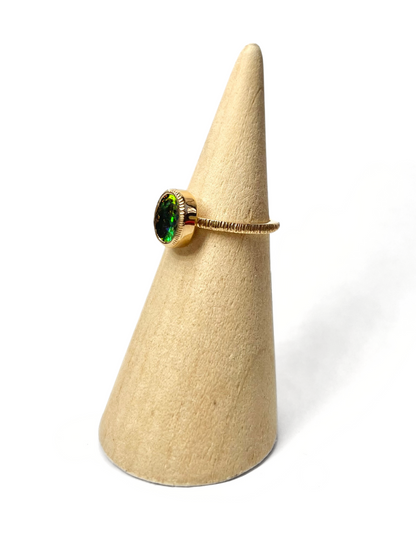 Moon Dust Bright Green Opal Ring