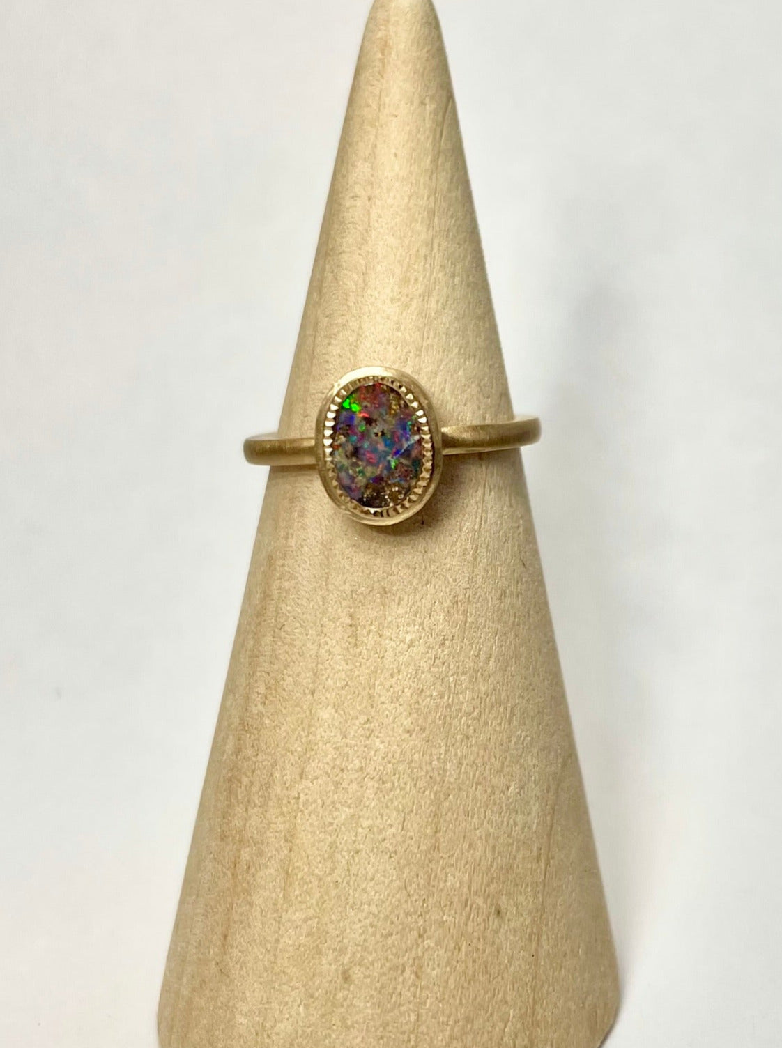 Moon Dust Rainbow Gold Opal Ring