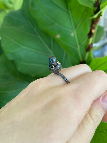 Nesting Opal and Silver Ring