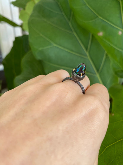 Nesting Opal and Silver Ring