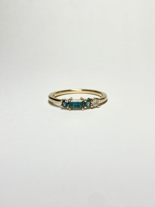 Ocean Wave Cluster Sapphire Ring