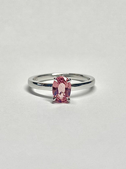 Pink Spinel and White Gold Solitaire Ring