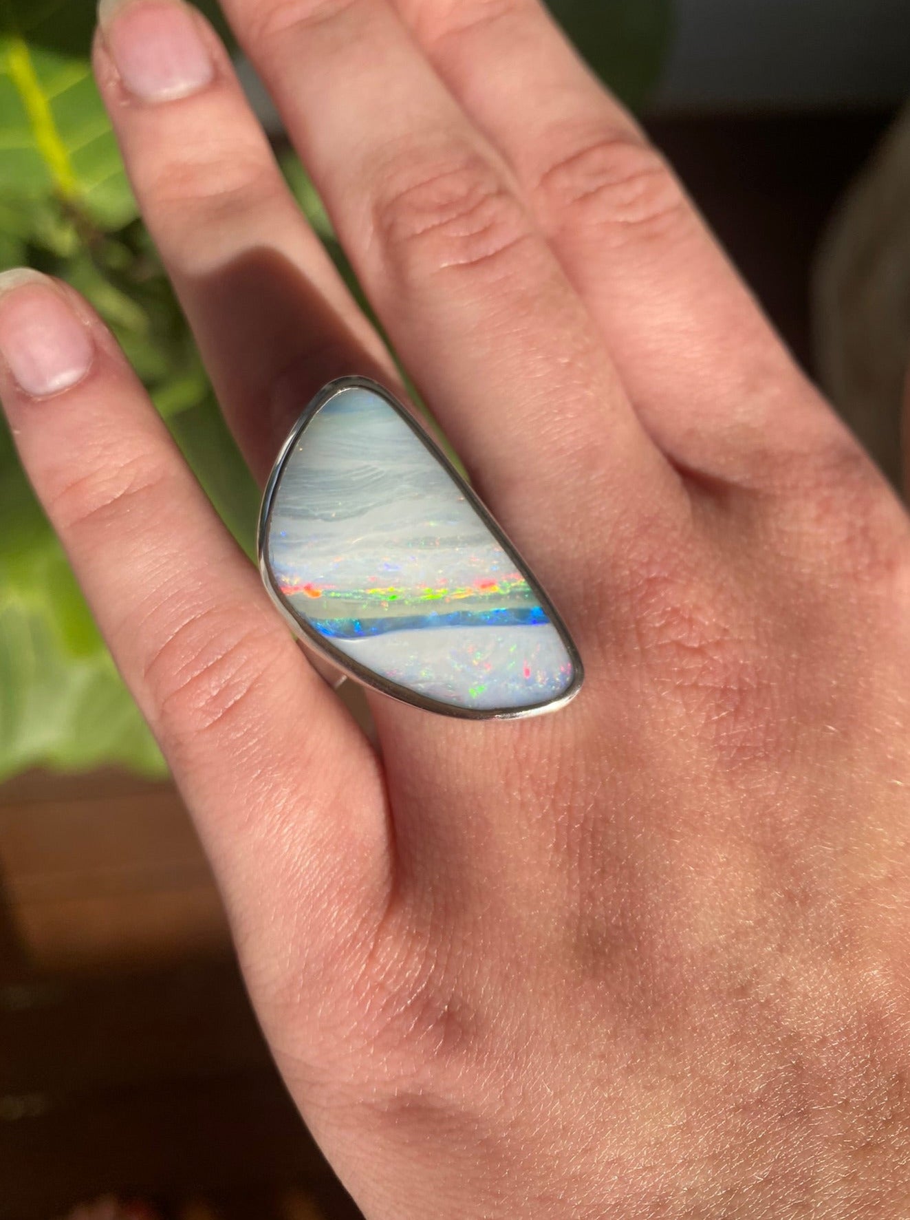 Rainbow Sail Opal Ring