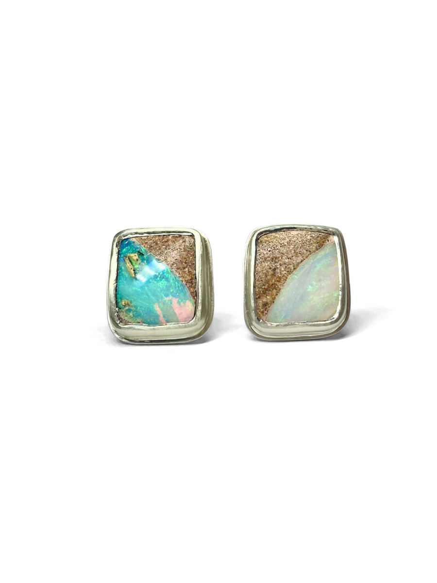 Natural Boulder Opal Stud Earrings – Rockpool | Custom Jewellery Co