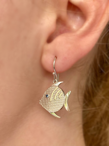 Swimmy Fish Sapphire Earrings