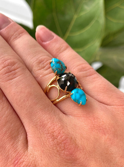 Turquoise and Australian Spinel Ring