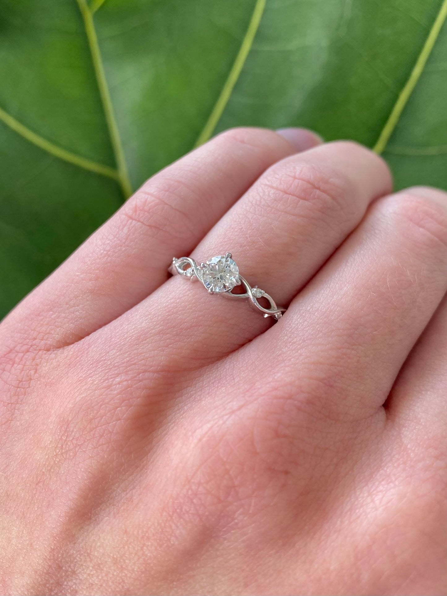 Twisting Shoulders Engagement Ring White Gold