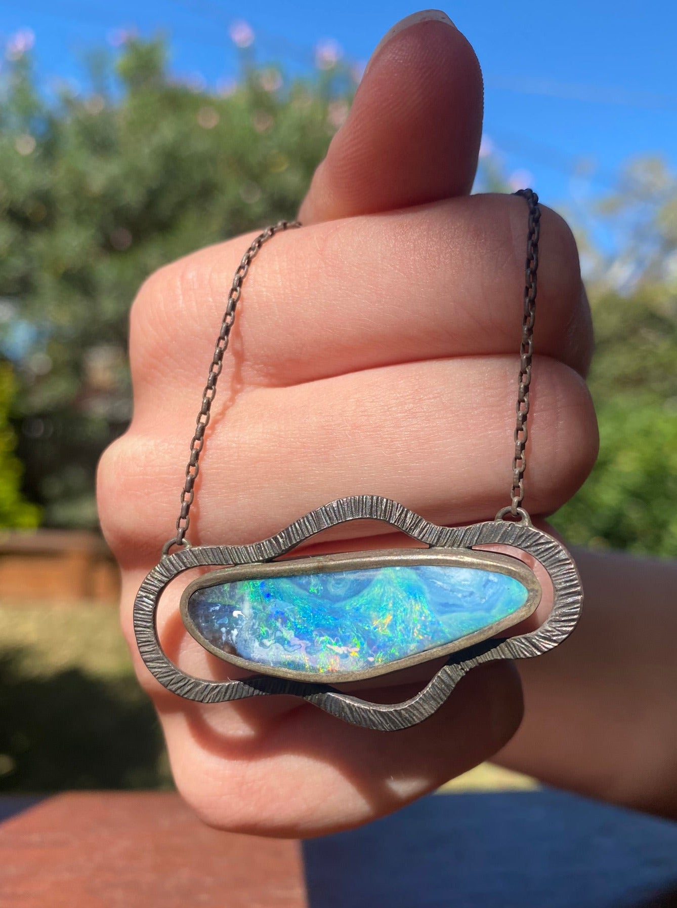 Wave Queensland Boulder Opal Pendant