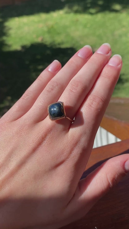 Midnight Swim Sapphire and Three Tone Ring
