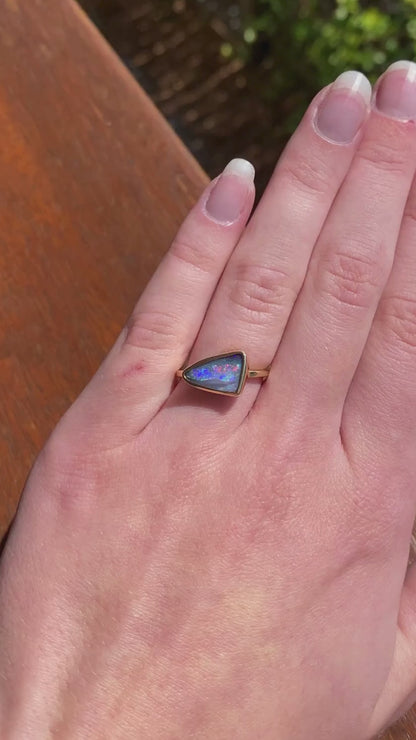 Queensland Boulder Opal and 14ct Gold Ring