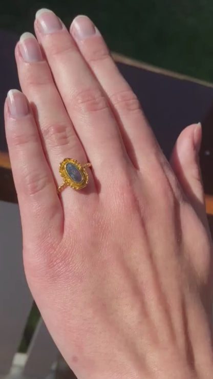 Fringe Ring Boulder Opal 22ct Gold Jupiter