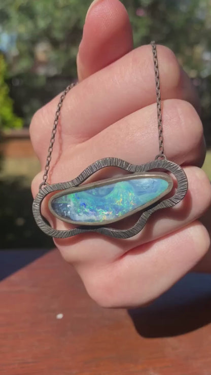 Wave Queensland Boulder Opal Pendant