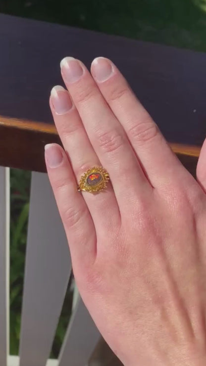 Aurora Fringe Gold Opal Ring