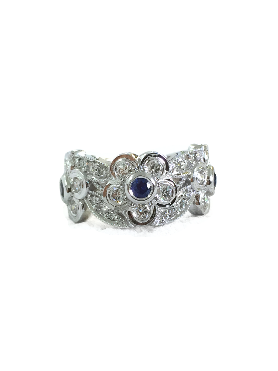 Floral White Gold Engagement Ring