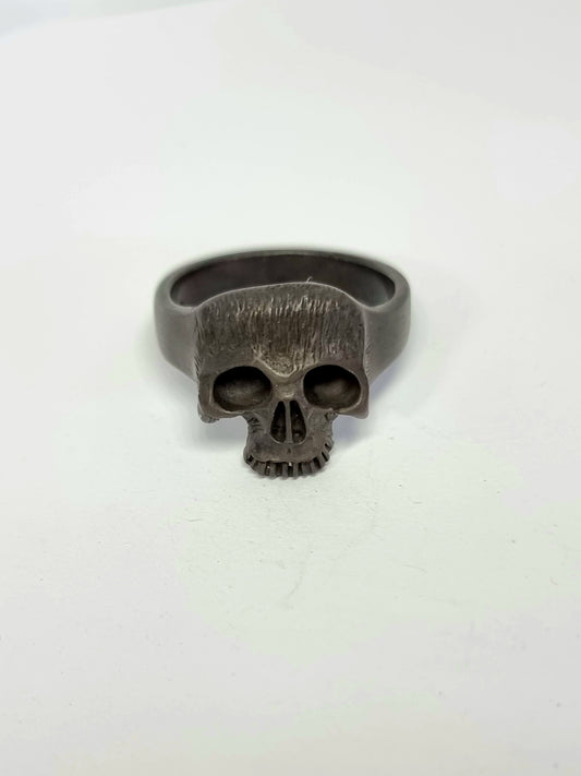 Skull Ring Blackened Silver