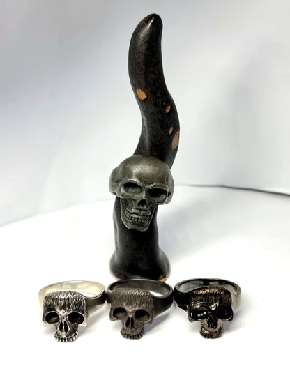 Skull Ring Blackened Silver