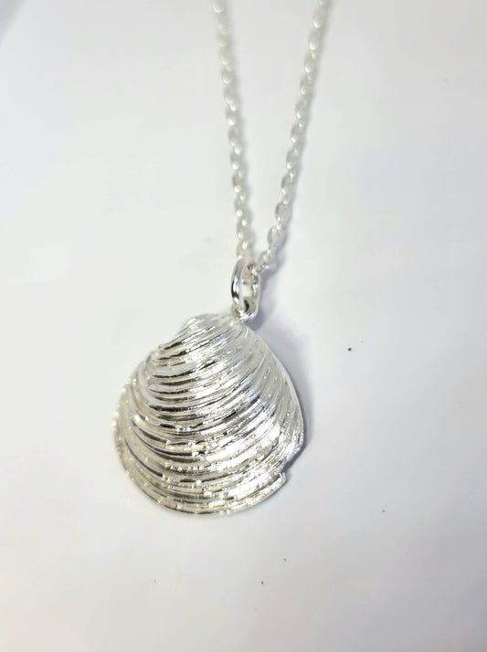 Coastal Silver Shell Pendant Extra Large