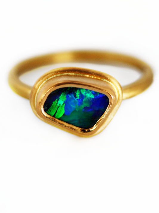 22ct Gold Blue Queensland Boulder Opal Ring