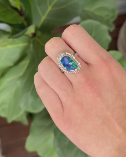 Blue Pools Opal and Silver Ring