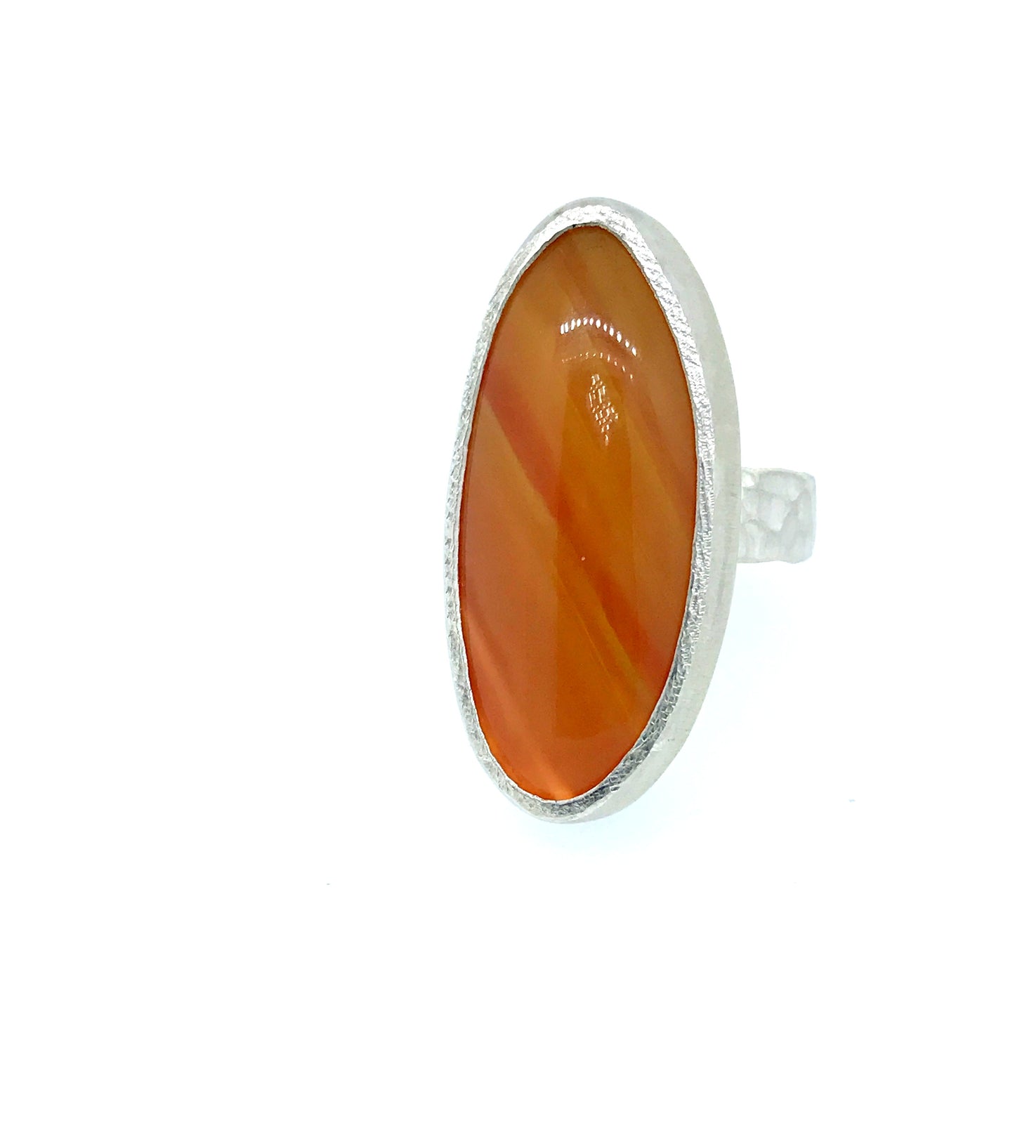 UPDATE: Large Agate Silver Hammer Finish Ring