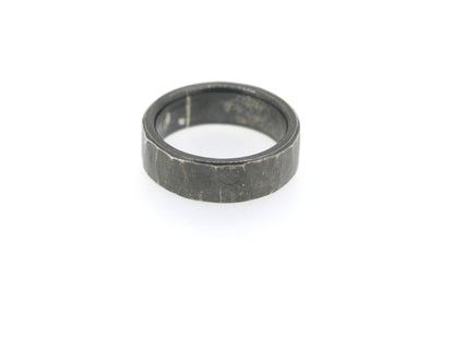 Wide Silver Men's Hammered Ring