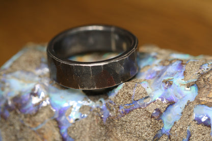 Wide Silver Men's Hammered Ring