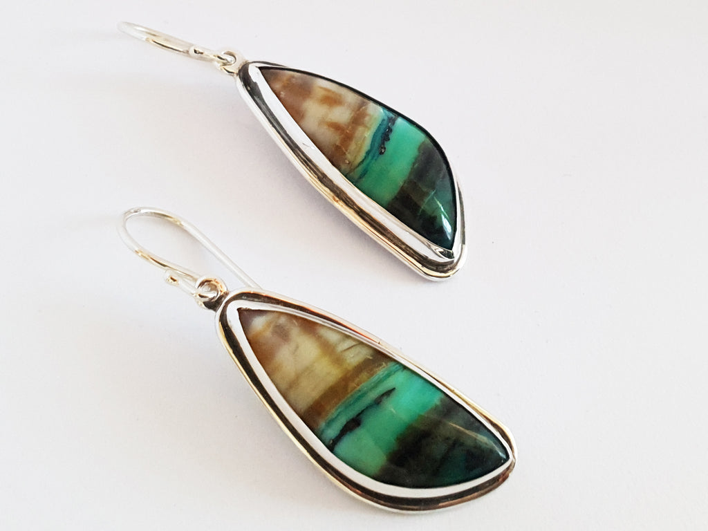 Indonesian fossilised wood and silver earrings. handcrafted using only ethically sourced materials in our Brisbane studio