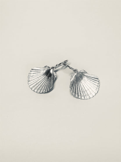 Coastal Fan Silver Seashell Earrings