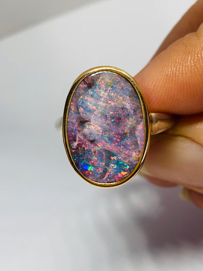 Pink Milky Way Opal Ring