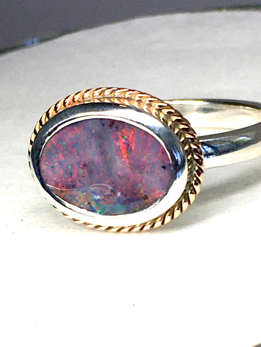 Pink on Fire Opal Ring