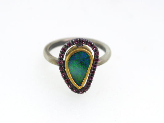 UPDATE: Journey - Boulder Opal, Garnet and Diamond Ring