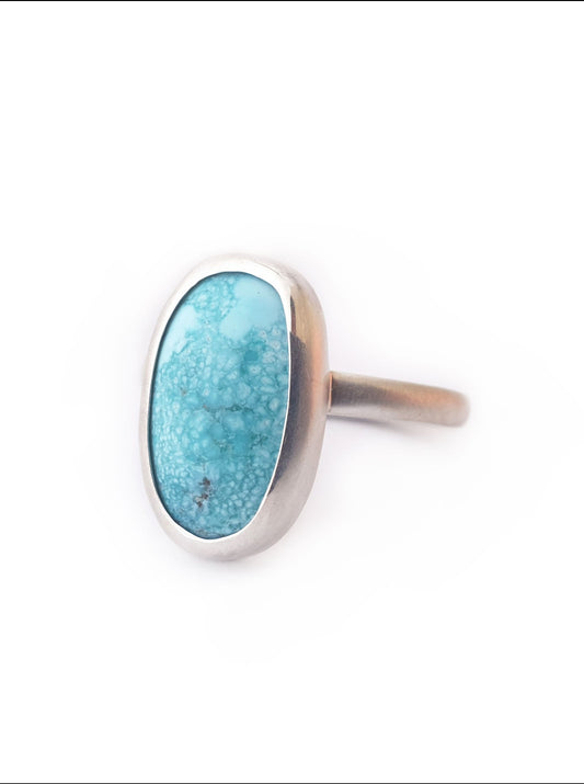 Light blue turquoise set in silver. Turquoise from White Water in the USA. All of our products are handcrafted from ethically sourced materials, are Australian designed and Australian made for a high quality fine fashion finish