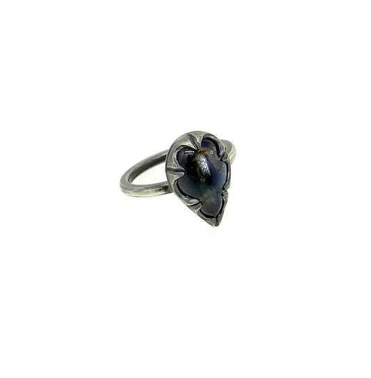Merlin - Dark Corundum Sapphire and Silver Ring