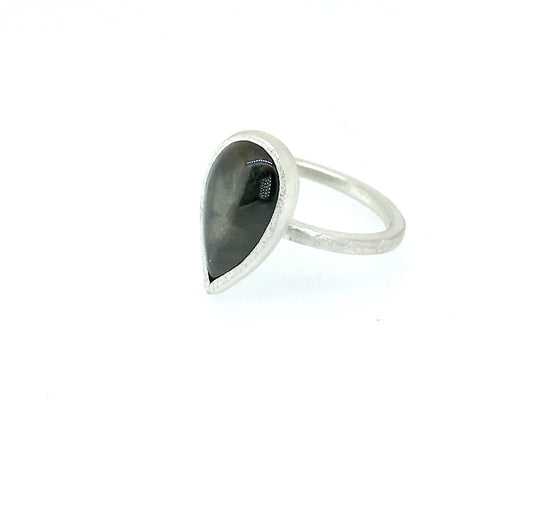 UPDATE: Merlin - Grey Green Corundum Sapphire and Silver Ring
