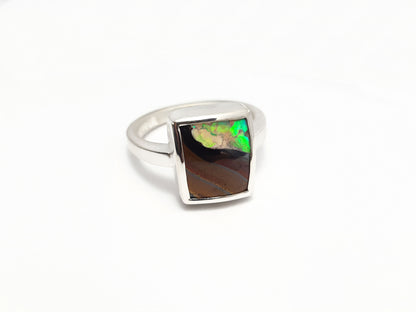 Outback Sky Silver Boulder Opal Ring