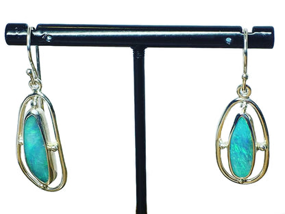 Ocean Aqua Opal and Silver Earrings