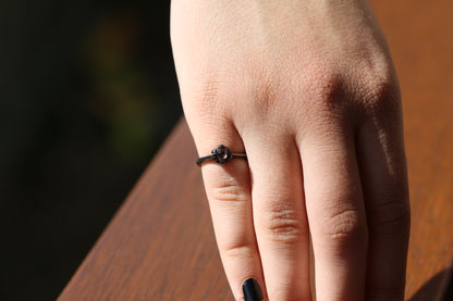 Skullitaire with Peach Sapphire Ring