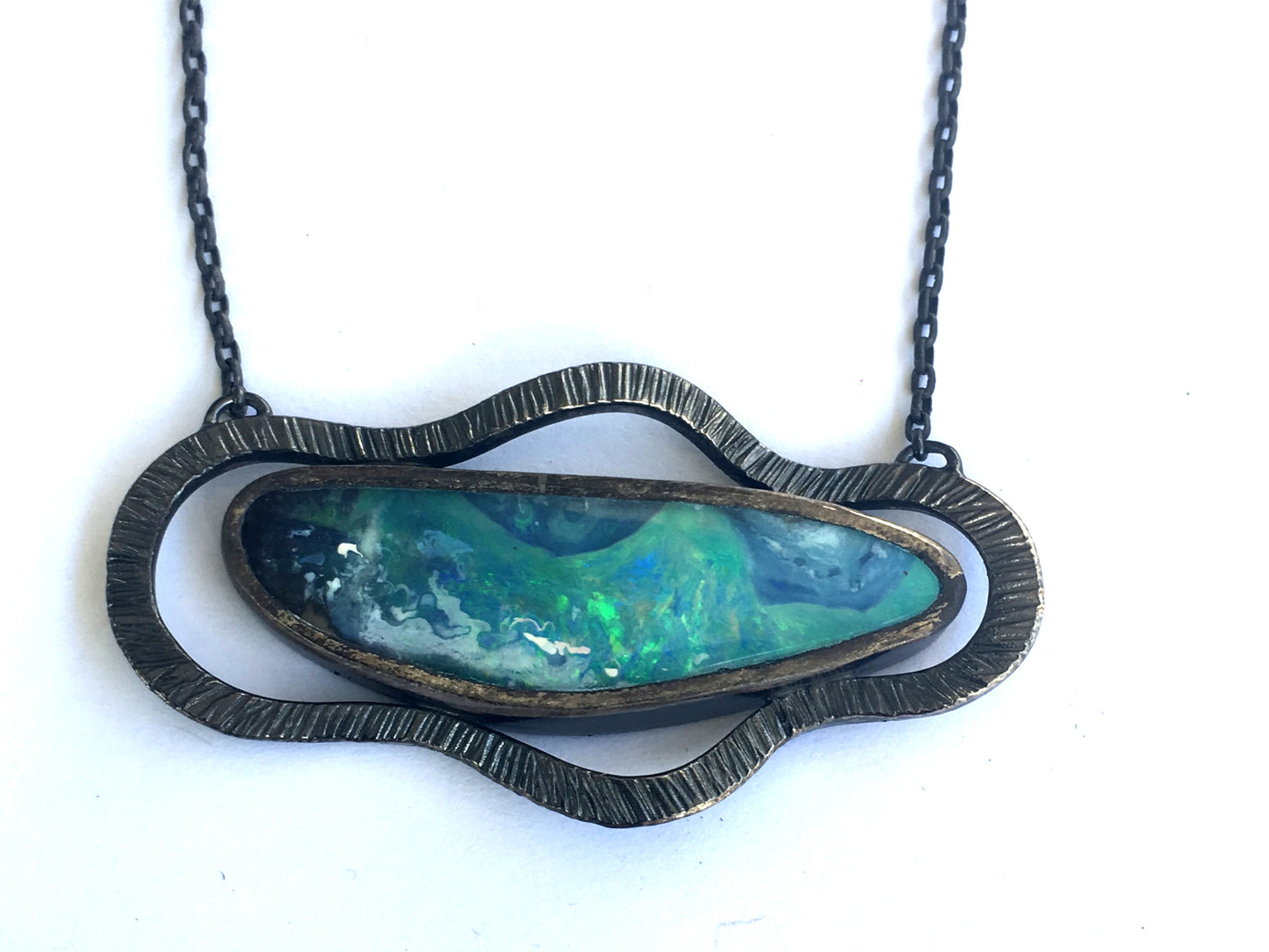 Wave Queensland Boulder Opal Pendant