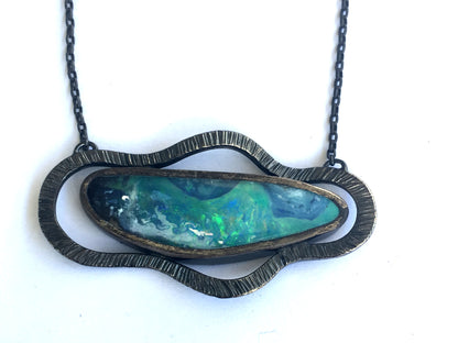 Wave Queensland Boulder Opal Pendant