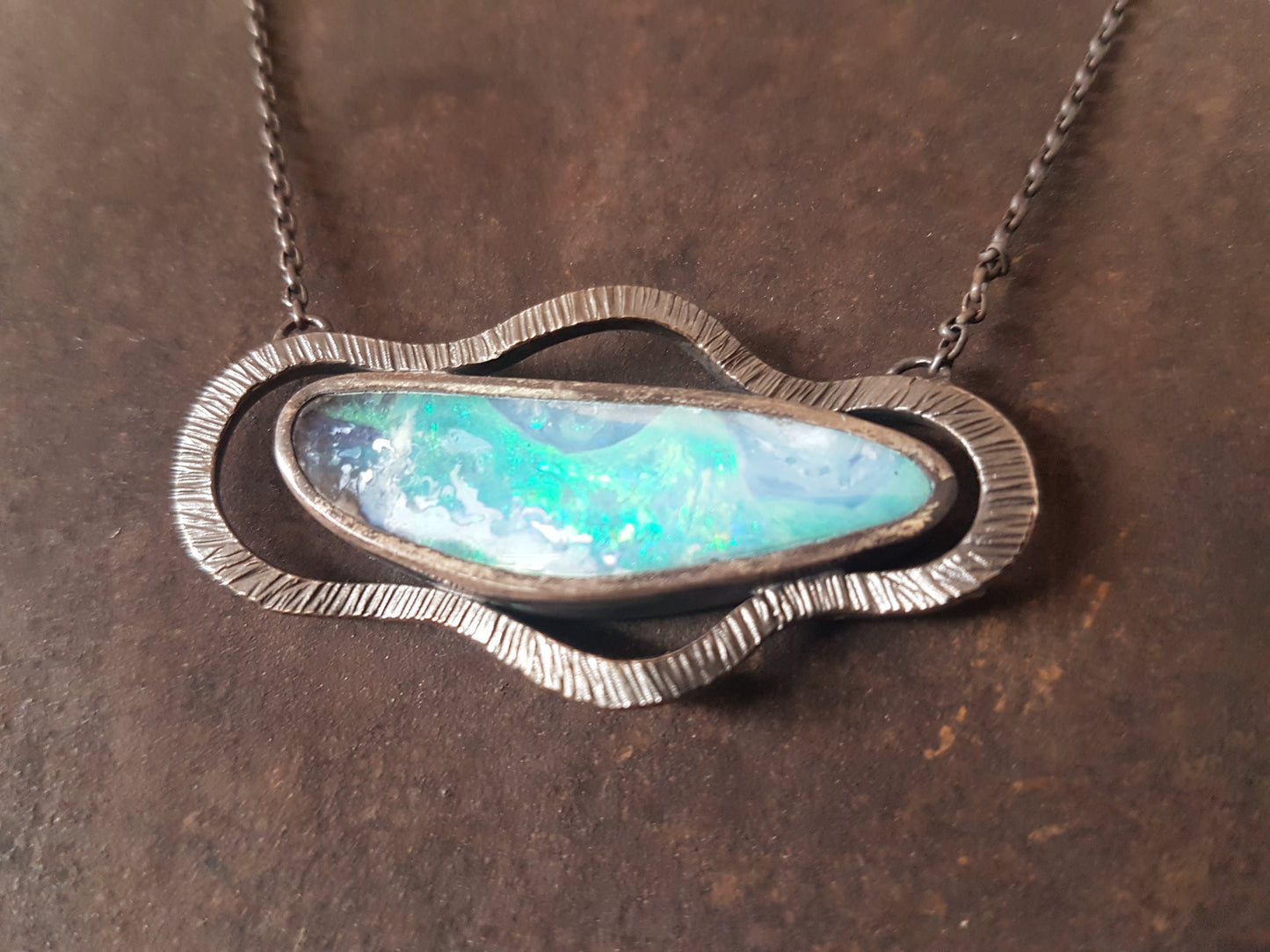 Wave Queensland Boulder Opal Pendant