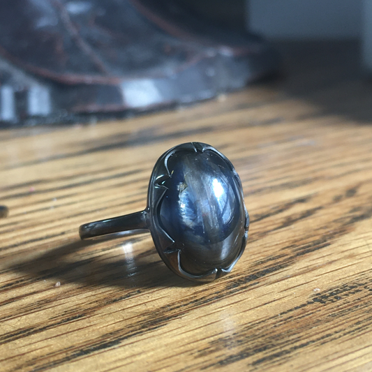 Night Sky Raw Sapphire Ring 1