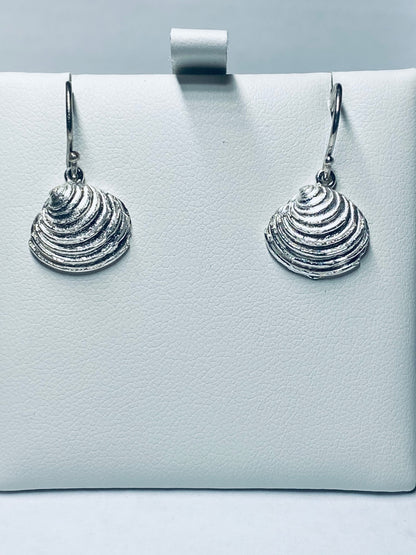 Coastal Silver Shell Drop Earrings Large
