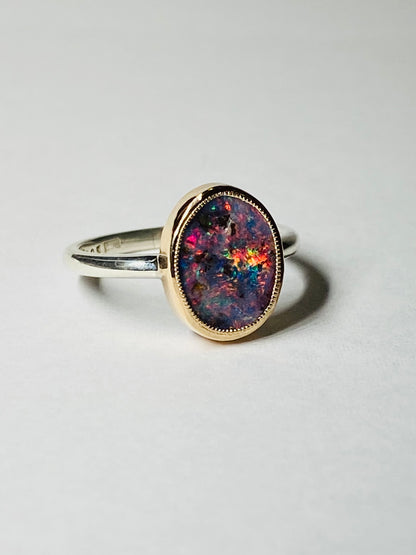 Rainbow Cosmos Opal Ring