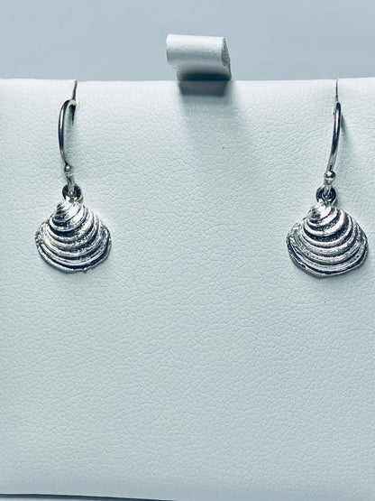 Coastal Silver Shell Drop Earrings Small