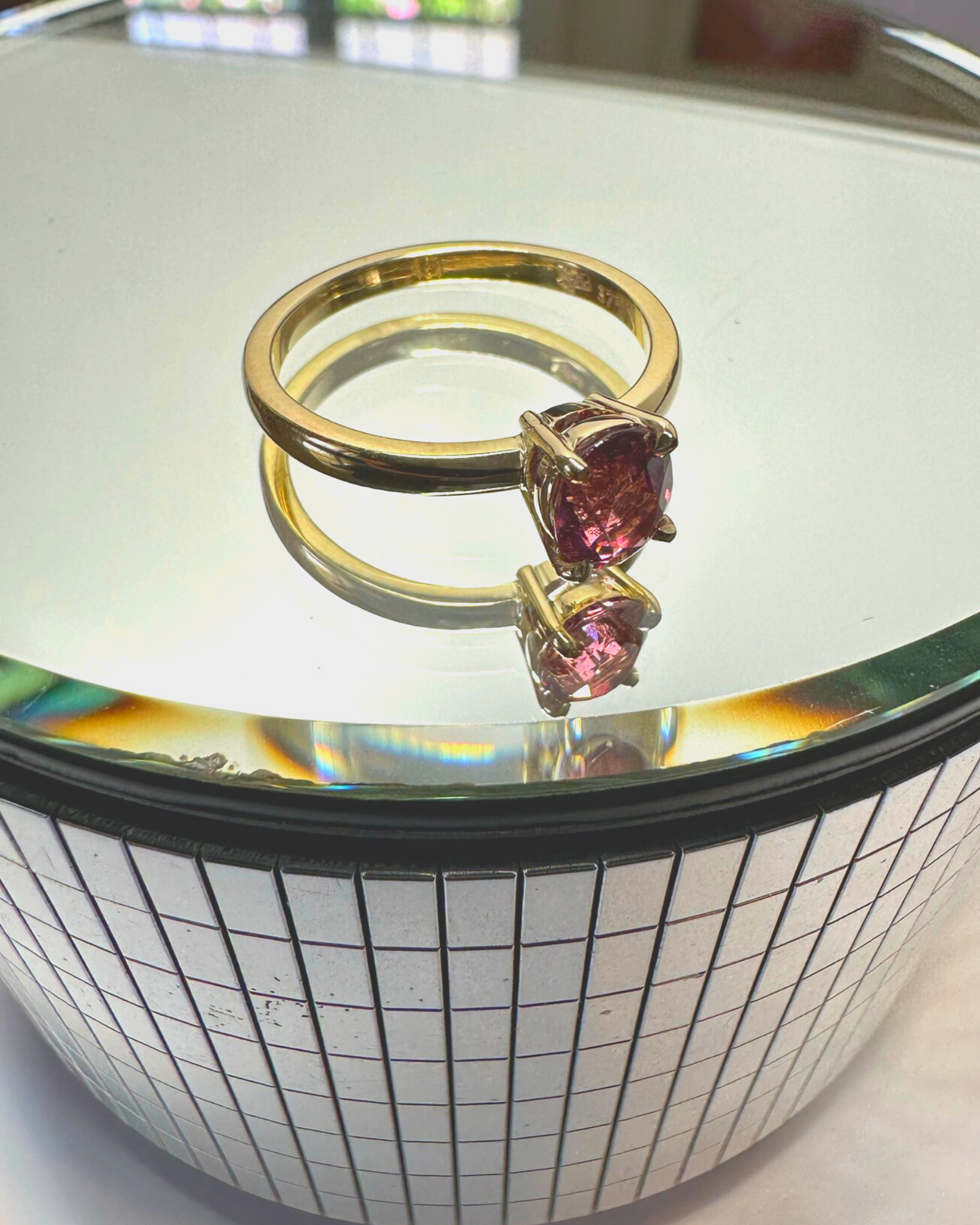 Rose Spinel Solitaire Ring